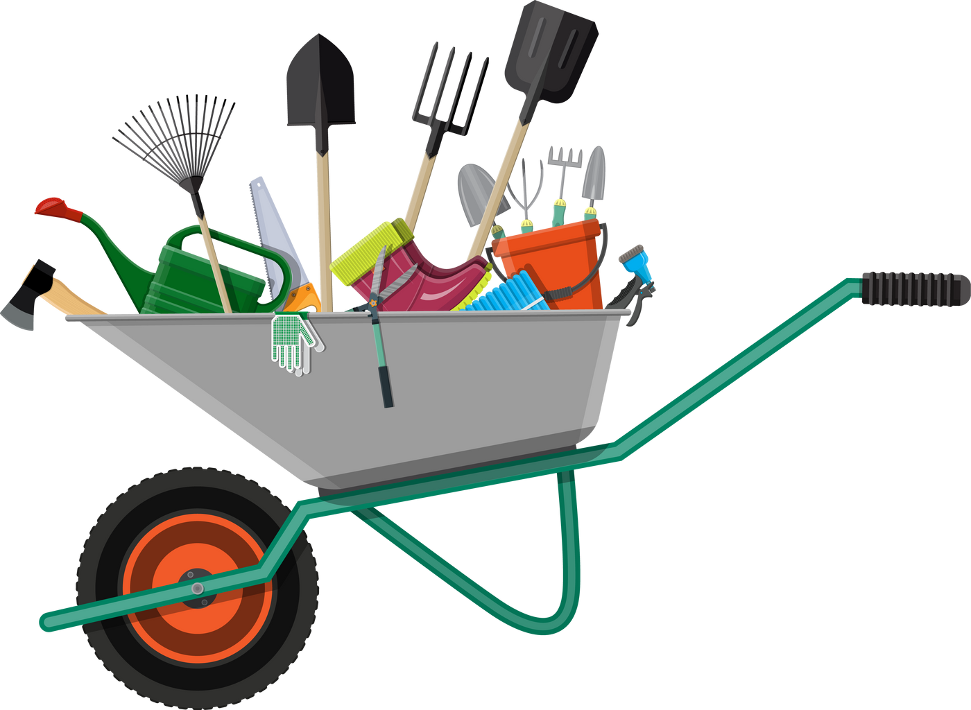 Gardening Tools in Wheelbarrow